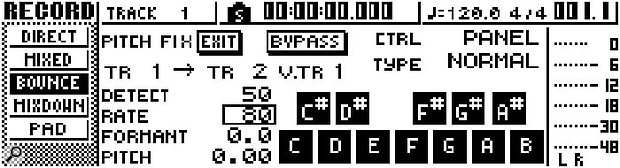 Yamaha AW1600 pitch screen.