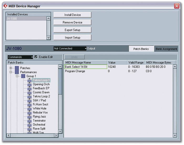 Cubase's MIDI Device Manager