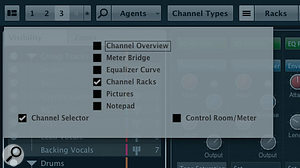 The Window Layout dialogue allows you to select which panes are shown in the Mix Console. The Window Layout dialogue allows you to select which panes are shown in the Mix Console.