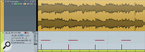 Once the 'tapping' MIDI track is recorded, the Edit In Place option makes it easier to line up the MIDI events to obvious transients in the audio. Once the 'tapping' MIDI track is recorded, the Edit In Place option makes it easier to line up the MIDI events to obvious transients in the audio.