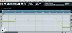 Riding the Tempo Recording Slider allows you to create subtle (or not so subtle) tempo changes during playback. Riding the Tempo Recording Slider allows you to create subtle (or not so subtle) tempo changes during playback.