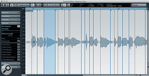 The Sample Editor’s Hitpoint system can be used to divide vocal loops, not just drum loops. The Sample Editor’s Hitpoint system can be used to divide vocal loops, not just drum loops.