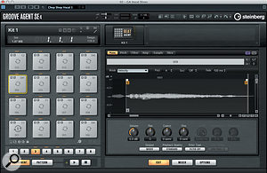 Once placed into Groove Agent, each slice appears on an individual drum pad and can be edited as a separate sample. Once placed into Groove Agent, each slice appears on an individual drum pad and can be edited as a separate sample.