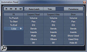 The re‑vamped Automation Panel, with the Fill 'loop' mode locked on. The re‑vamped Automation Panel, with the Fill 'loop' mode locked on.