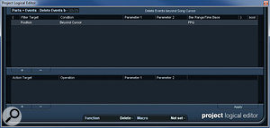 The PLE preset for deleting events beyond the project cursor is about as simple as it gets. The PLE preset for deleting events beyond the project cursor is about as simple as it gets.