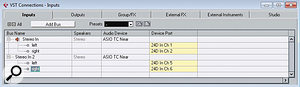 Make sure you have the various input and output channels of your audio interface specified within the VST Connections dialogue box before starting work on your Project Template. Make sure you have the various input and output channels of your audio interface specified within the VST Connections dialogue box before starting work on your Project Template.