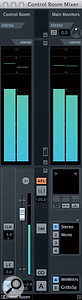 The Control Room Mixer can be used to switch between the different monitoring systems via the A and B selection buttons located at bottom right. The Control Room Mixer can be used to switch between the different monitoring systems via the A and B selection buttons located at bottom right.
