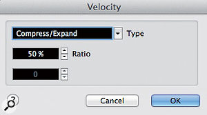If required, the Functions/Velocity menu option allows you to adjust MIDI velocity dynamics prior to groove capture. If required, the Functions/Velocity menu option allows you to adjust MIDI velocity dynamics prior to groove capture.