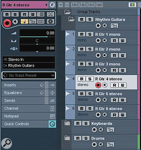 A series of tracks (in this case, just audio tracks) can be pre‑configured within each folder track. A series of tracks (in this case, just audio tracks) can be pre‑configured within each folder track.