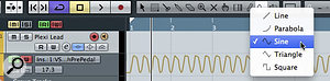 The sine waveform line tool is great for creating automation data for the wah pedal. The sine waveform line tool is great for creating automation data for the wah pedal.