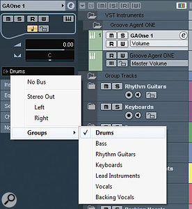 Make sure the main output (or outputs) from any included VST instrument are routed to the appropriate Group Channel. Make sure the main output (or outputs) from any included VST instrument are routed to the appropriate Group Channel.