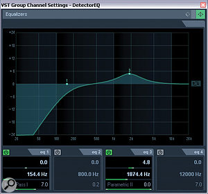 Here are some suggested EQ settings for the lead‑vocal Expander's side‑chain signal. The processing needs to be applied to the DetectorEQ group channel in this month's setup. Here are some suggested EQ settings for the lead‑vocal Expander's side‑chain signal. The processing needs to be applied to the DetectorEQ group channel in this month's setup.