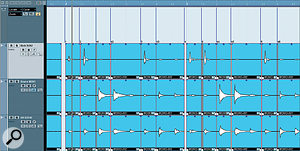 I hit the 'Q' key and voila! My chopped‑up events have been quantised exactly as if they were MIDI notes.