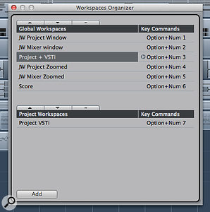 The Workspace organiser allows you to select, reorder or delete Global or Project Workspaces. The Workspace organiser allows you to select, reorder or delete Global or Project Workspaces.
