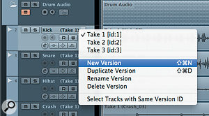 New Track Versions can be created directly from the Track List. New Track Versions can be created directly from the Track List.