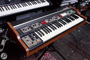 David Kosten makes much use of vintage analogue keyboards, among them (left to right) the Roland RS505, Korg MS20, Sequential Pro One, Roland VP330 Vocoder Plus and Logan String Melody II. David Kosten makes much use of vintage analogue keyboards, among them (left to right) the Roland RS505, Korg MS20, Sequential Pro One, Roland VP330 Vocoder Plus and Logan String Melody II.