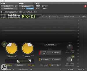 The lead vocal was processed using, among other plug–ins, FabFilter’s Pro–DS de–esser, Wave Arts’ MultiDynamics and Kush Audio’s UBK1. The lead vocal was processed using, among other plug–ins, FabFilter’s Pro–DS de–esser, Wave Arts’ MultiDynamics and Kush Audio’s UBK1.
