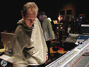 Mike Poole at House of Blues Studio, where Band Of Joy was mixed. Producer and guitarist Buddy Miller is in the background. Mike Poole at House of Blues Studio, where Band Of Joy was mixed. Producer and guitarist Buddy Miller is in the background.