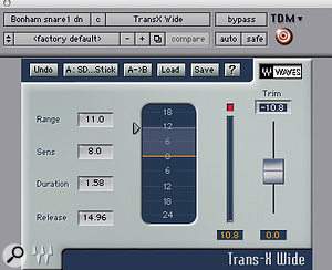 JJ Puig’s choice of drum processing was hugely complex, as you can see from the Pro Tools Mix window. Again, Waves’ TransX was an important tool in shaping the sound.