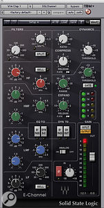 The loops were also extensively treated. Waves’ Renaissance Bass plug–in added low end to the handclap tracks, which were also gated and EQ’ed using Waves’ SSL E–channel and shaped using TransX Wide. 