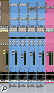 Waves’ C1 compressor and Digi’s Lo–Fi plug–in were used to add ‘grit’ to the percussion tracks.