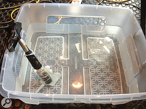 Ant Whiting employed a Shure SM57 in a tub of water near the kick drum, for a "lovely wobbly sub thing”.
