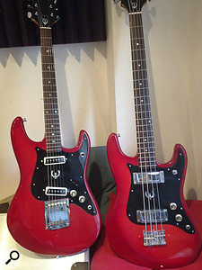 To achieve the vintage guitar sound that John and Ant were searching for, they turned most often to Ant's Epiphone ET270, pictured here with its bass cousin.