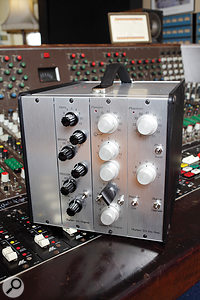 Three Olympic '65 modules. From left: an original EQ module from the 'reduction studio' (later Studio Three), an input module from the Studio One desk at Olympic Barnes, originally installed in 1966, and a new recreation of the same mic amp, complete with germanium transistors and a balanced output stage to interface with modern-day equipment. Three Olympic '65 modules. From left: an original EQ module from the 'reduction studio' (later Studio Three), an input module from the Studio One desk at Olympic Barnes, originally installed in 1966, and a new recreation of the same mic amp, complete with germanium transistors and a balanced output stage to interface with modern-day equipment.