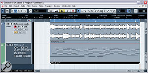 The stand‑alone Melodyne Editor has the facility to export a MIDI file of the notes detected by the Direct Note Access technology. Here you can see a polyphonic audio file and the corresponding MIDI file side by side in Steinberg Cubase 5. The stand‑alone Melodyne Editor has the facility to export a MIDI file of the notes detected by the Direct Note Access technology. Here you can see a polyphonic audio file and the corresponding MIDI file side by side in Steinberg Cubase 5.