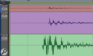 Highly accurate gating, without the risk of truncating the all‑important transient attack, can be achieved by copying the already implemented drum samples to a new track, moving these 10 milliseconds earlier, and then feeding them to the side‑chain of the relevant spot‑mic gate. Highly accurate gating, without the risk of truncating the all‑important transient attack, can be achieved by copying the already implemented drum samples to a new track, moving these 10 milliseconds earlier, and then feeding them to the side‑chain of the relevant spot‑mic gate.