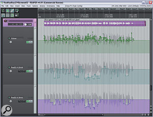 Here you can see the vocal fade and EQ automation that was created to keep the lead vocal's tone and balance in the mix more consistent.