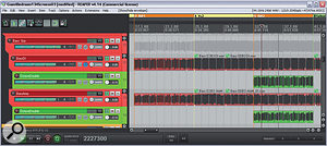 The second iteration of the post-verse instrumental riff felt lacking in body because the bass part shifted down an octave, but copying the first-iteration bass part alongside helped to cure that. The second iteration of the post-verse instrumental riff felt lacking in body because the bass part shifted down an octave, but copying the first-iteration bass part alongside helped to cure that.