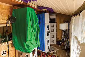 Inside the DIY vocal booth each vocal mic had its own little niche. Inside the DIY vocal booth each vocal mic had its own little niche.