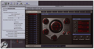 Here you can see Virus Control running as an Audio Units plug-in within Logic Pro and showing the Easy page, which offers quick access to some of the most common parameters for real-time performance. Notice also that Access Virus TI is selected as the Core Audio driver in Logic's Audio Preferences. Here you can see Virus Control running as an Audio Units plug-in within Logic Pro and showing the Easy page, which offers quick access to some of the most common parameters for real-time performance. Notice also that Access Virus TI is selected as the Core Audio driver in Logic's Audio Preferences.