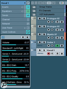 The Inspector's Quick Control panel provides slots for eight parameters. The Inspector's Quick Control panel provides slots for eight parameters.