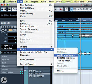 The batch export function is found in the same location as the Audio Mixdown options in previous versions of Cubase.