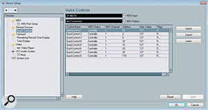 The Quick Controls dialogue box allows you to link your MIDI hardware's controls to the eight Quick Control slots. The Quick Controls dialogue box allows you to link your MIDI hardware's controls to the eight Quick Control slots.