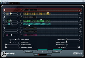 The LoopMash window with the Edit options displayed. The LoopMash window with the Edit options displayed.