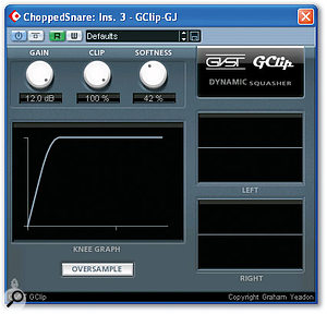 The exact processing used for the isolated snare slices can be seen here. Although the combination of high-pass filtering, clipping and limiting made for an odd sound out of context, it did the job of restoring some of the brightness, sustain and body that the main drum file was lacking. The exact processing used for the isolated snare slices can be seen here. Although the combination of high-pass filtering, clipping and limiting made for an odd sound out of context, it did the job of restoring some of the brightness, sustain and body that the main drum file was lacking.