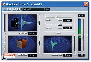 Scott's original acoustic guitar recording has been rendered practically unmixable due to recorded effects, but once Mike had received a re-recorded, effect-free part he was able to use Cubase SX2's built-in Chorus plug-in to recreate something of the original effect sound within the context of the track. A short, low-resolution mono reverb was also applied to add a bit of harmonic complexity to the sound, and some of this was fed to the Chorus plug-in as well. Scott's original acoustic guitar recording has been rendered practically unmixable due to recorded effects, but once Mike had received a re-recorded, effect-free part he was able to use Cubase SX2's built-in Chorus plug-in to recreate something of the original effect sound within the context of the track. A short, low-resolution mono reverb was also applied to add a bit of harmonic complexity to the sound, and some of this was fed to the Chorus plug-in as well.