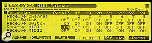 Even if you can only send to one XV5080 MIDI In, you can still put the other 16 Parts to use by layering them on the same MIDI channels. Even if you can only send to one XV5080 MIDI In, you can still put the other 16 Parts to use by layering them on the same MIDI channels.