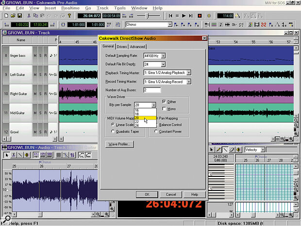 Cakewalk Pro Audio 8 has options for setting the number of bits used when communicating with the soundcard, as well as a choice of 16‑ or 24‑bit files, but there's a lot more to 20‑ and 24‑bit audio recording than buying a suitable soundcard and ticking the appropriate boxes.