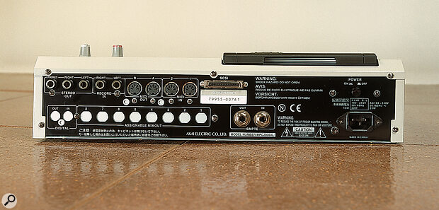 Though the basic MPC2000XL has built‑in SMPTE in and out sockets, an optional chip is needed to use them. Other options add extra analogue and digital I/O, effects, and Flash (non‑volatile) sample RAM.