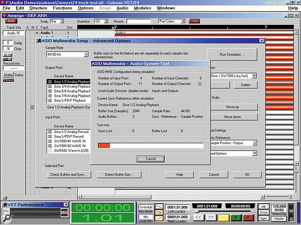 One of the keys to lowering latency with MME drivers is to tweak the size and number of buffers. You can do this inside most audio sequencers (this screenshot shows Cubase VST), but it is important to run tests to ensure that the lower values give reliable results.