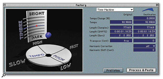 Powerful tools for pitch and time manipulation are built into Logic itself, for example the Pitch & Time Machine (above) and the Quantize Engine (right)