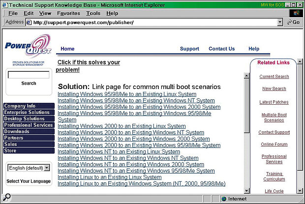 Installing a second operating system can have a variety of advantages for the musician, but make sure you download any relevant information before you start — here is a series of links relating to PowerQuest's Partition Magic 6.