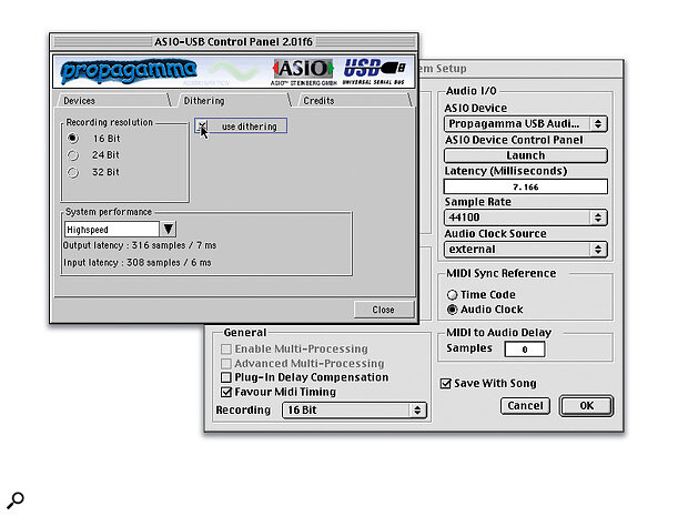 Propagamma's new USB ASIO drivers can reduce latency to as little as 7mS.