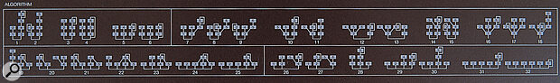 The famous algorithm diagrams screened on to the DX7's front panel show its 32 configurations of operators.