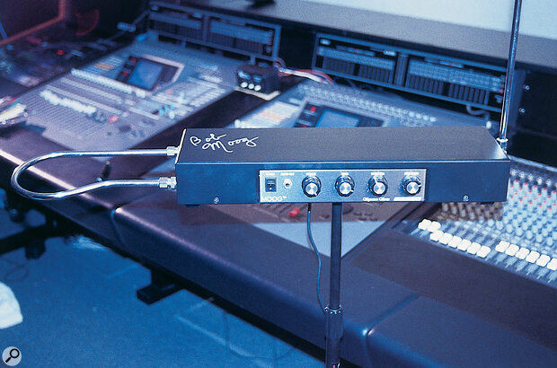 Among the unusual instruments in Shawn Clement's studio is this theremin, custom‑built by Bob Moog.