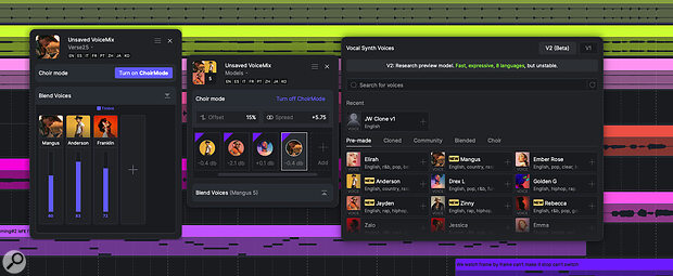 As well as a considerable number of new voicebanks, the engine now includes Blend Voices and Choir Modes.